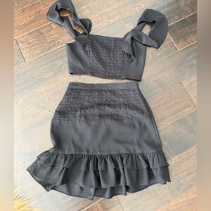 Black Two Piece with Ruffle Detail
